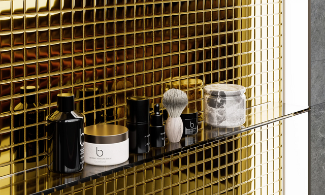 Mosaico in vetro su rete per bagno o cucina 30 cm x 30 cm – Pure gold