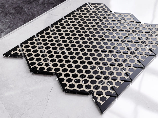 Glass mosaic on mesh for bathroom or kitchen 26.3 cm x 30.3 cm - Black Opium