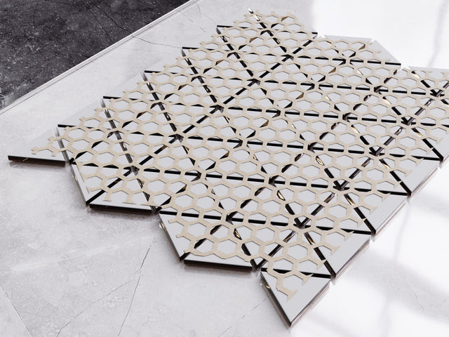 Glass mosaic on mesh for bathroom or kitchen 26.3 cm x 30.3 cm - Egyptian copper