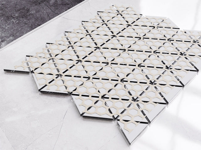 Mosaico de vidrio en malla para baño o cocina 26.3 cm x 30.3 cm - Silver Chrome