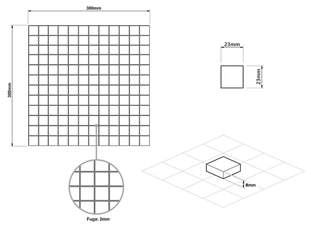 Natural stone mosaic R11 on mesh for bathroom or kitchen 30 cm x 30 cm - Stone Temple