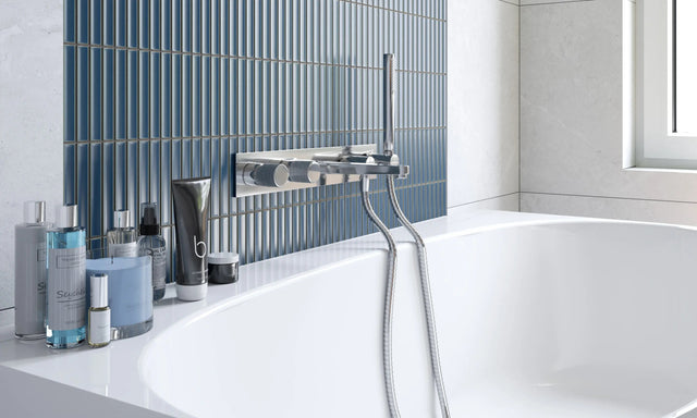 Mosaik aus Keramik auf Netz für Bad oder Küche 29,6 cm x 30 cm - Jeans