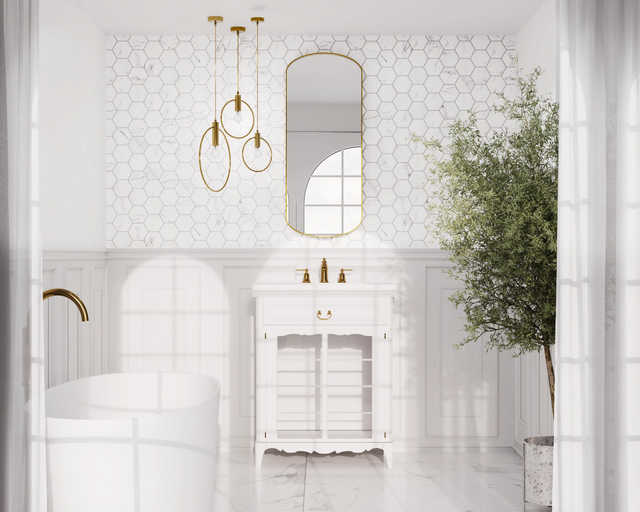 Mosaïque en céramique sur filet pour salle de bain et cuisine en céramique 25,5 cm x 29,2 cm - Marble venom