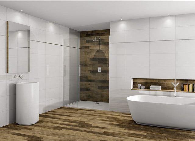 Carrelage rectifié pour mur à usage intérieur 30 cm x 60 cm bicuit - Super White Glossy - Ép. 9 mm