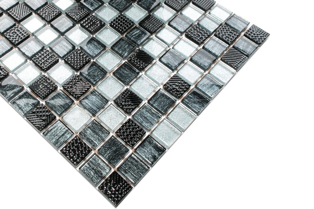 Mosaico in vetro su rete per bagno o cucina 30 cm x 30 cm – Storm