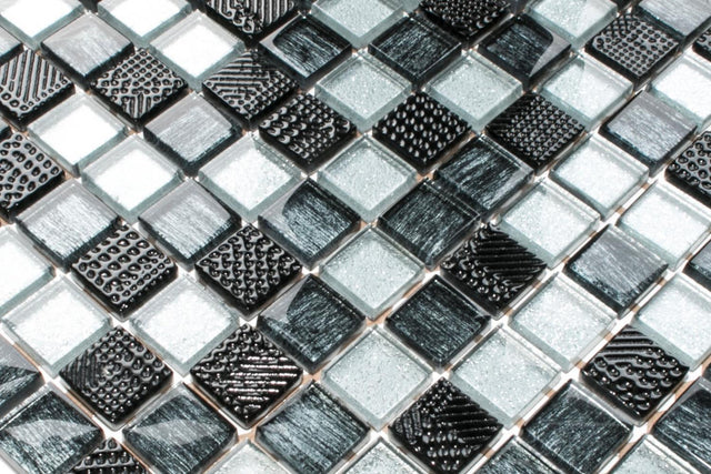 Mosaico in vetro su rete per bagno o cucina 30 cm x 30 cm – Storm