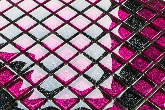 Mosaïque en verre sur filet pour salle de bain ou cuisine 30 cm x 30 cm - Coucher de soleil violet