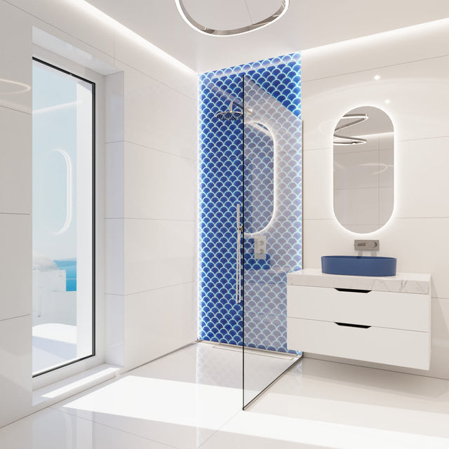 Mosaico in ceramica su rete per bagno o cucina 29 cm x 28.5 cm - Blue sky