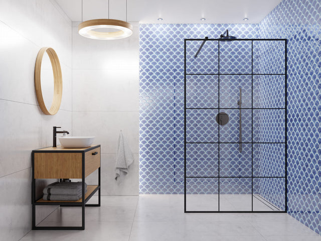 Mosaico de cerámica en red para baño o cocina 29 cm x 28.5 cm - Cielo azul