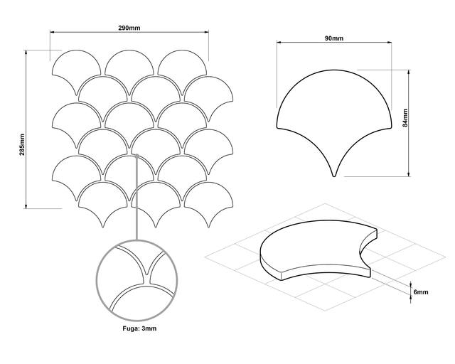 Mosaico de cerámica en red para baño o cocina 29 cm x 28.5 cm - Cielo azul