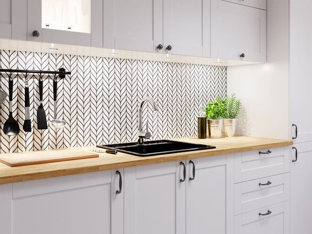 Mosaico de cerámica en malla para baño o cocina 33.2 cm x 27.6 cm - White Sparrow