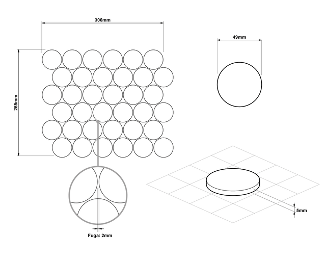 Mosaico in ceramica su rete per bagno o cucina 30.6 cm x 26.5 cm - White dots