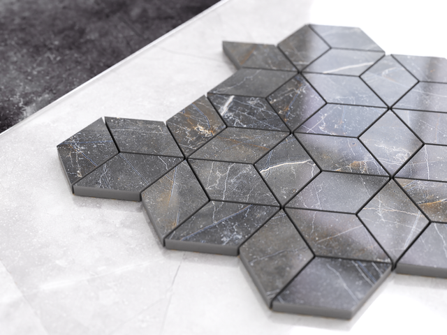 Stone effect gres mesh mosaic for bathroom or kitchen 30.5 cm x 26.5 cm - Lighting