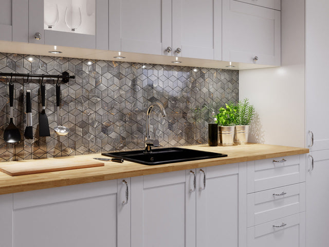 Stone effect gres mesh mosaic for bathroom or kitchen 30.5 cm x 26.5 cm - Lighting