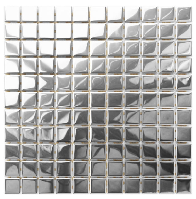 Glass mosaic on mesh for bathroom or kitchen 30cm x 30cm - Pure silver