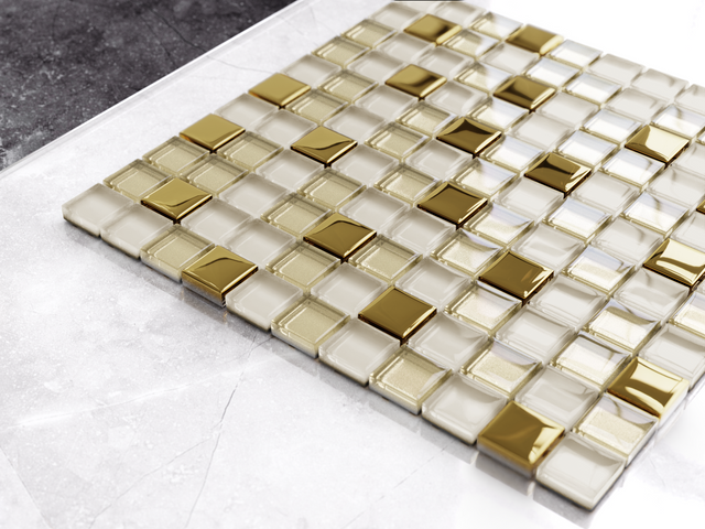 Mosaico in vetro su rete per bagno o cucina 30 cm x 30 cm - Calachari