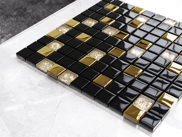 Mosaïque en verre sur filet pour salle de bain ou cuisine 30 cm x 30 cm - Montecarlo