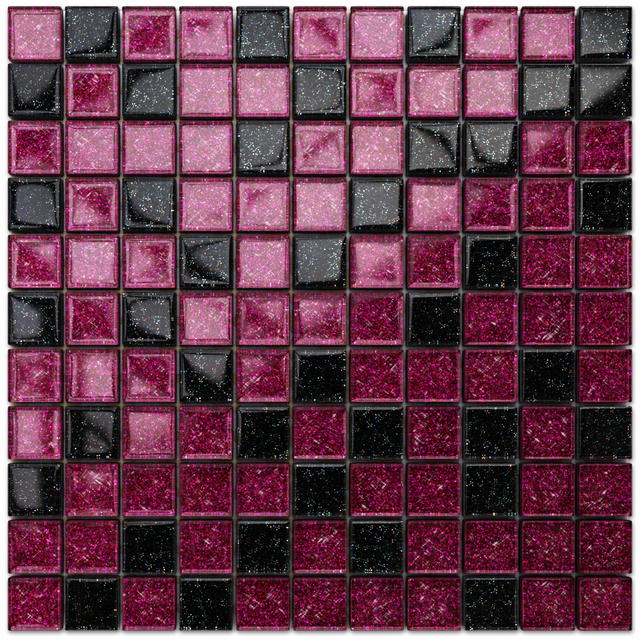 Glass mosaic on mesh for bathroom or kitchen 30 cm x 30 cm - Purple sunset