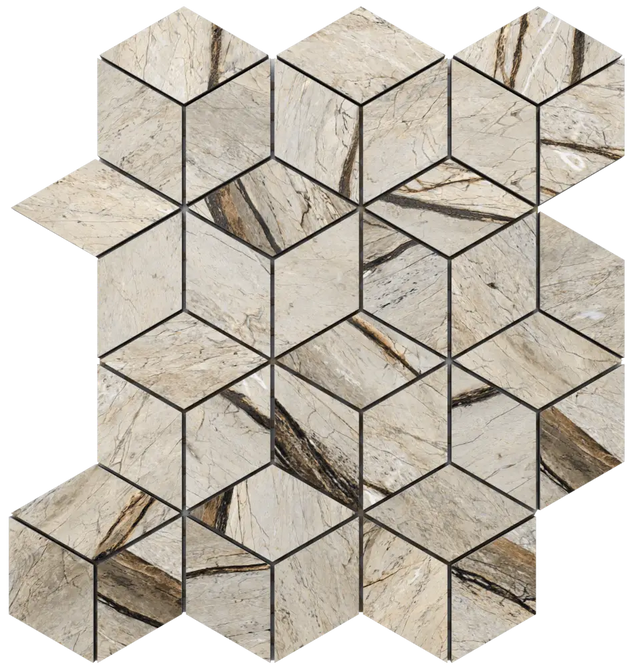 Mosaic on mesh in porcelain stoneware for bathroom or kitchen 30.5 cm x 26.5 cm - Maple diamond