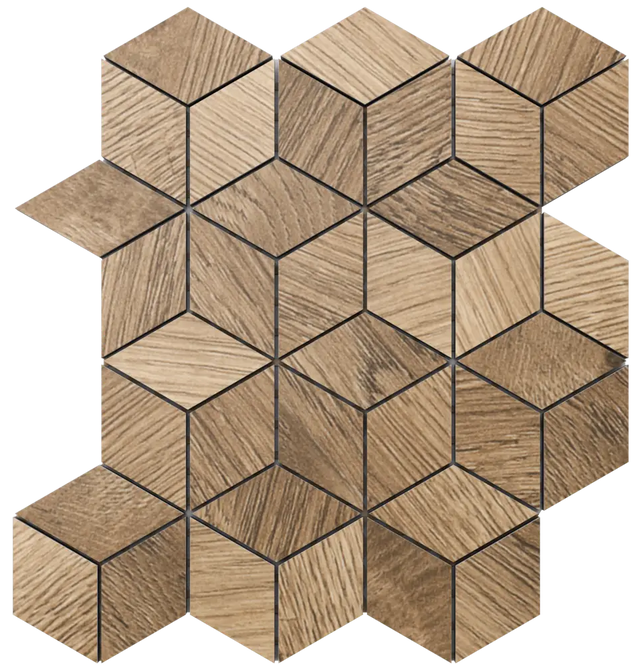 Mosaic on mesh in porcelain stoneware for bathroom or kitchen 30.5 cm x 26.5 cm - Maple diamond
