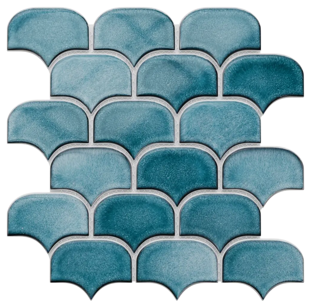 Mosaico in ceramica su rete per bagno o cucina 30.0 cm x 26.5 cm - Blue plum
