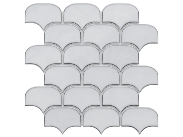 Mosaico in ceramica su rete per bagno o cucina 30.0 cm x 26.5 cm - White plum