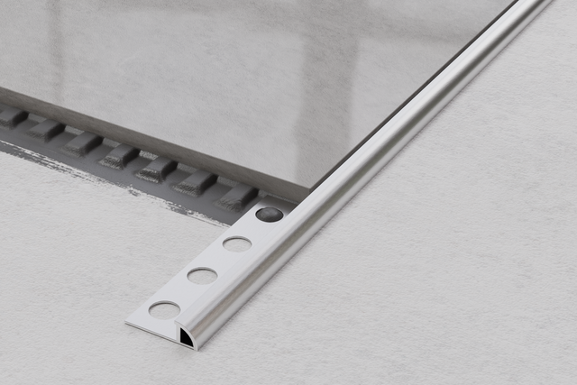 Profilo frontale ARC in alluminio anodizzato per piastrelle 1 cm x 270 cm - argento opaco liscio