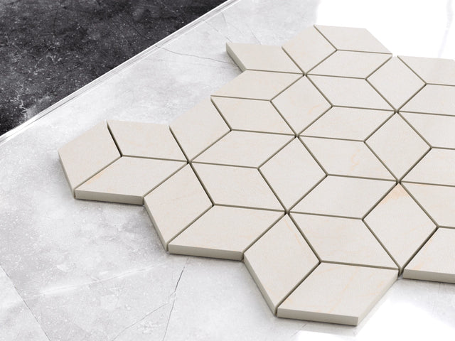 Mosaic on mesh in porcelain stoneware for bathroom or kitchen 30.5 cm x 26.5 cm - Maple diamond