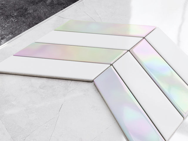 Ceramic mosaic on mesh for bathroom or kitchen 31.6 cm x 21.5 cm -Marble spruce