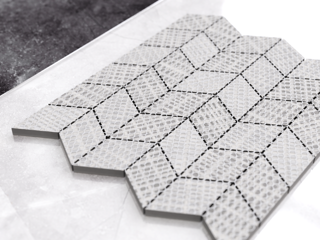 Mosaic in gres on mesh for bathroom or kitchen 26.5 cm x 30.5 cm - Diamond rhombus polished