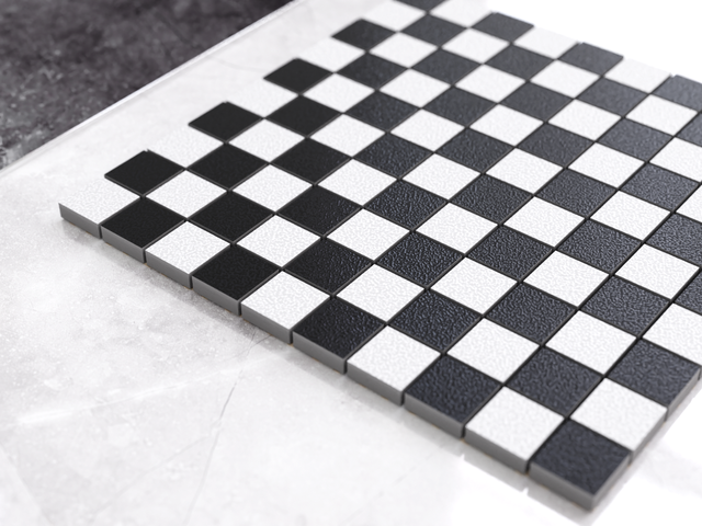 Mosaico in gres su rete per bagno o cucina 30 x 30 cm - Queen's checkmate