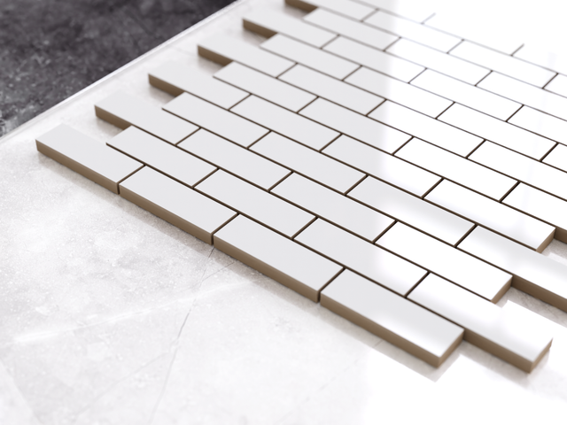 Mosaic on ceramic mesh for bathroom or kitchen 33.4 x 29.8 cm - White brick