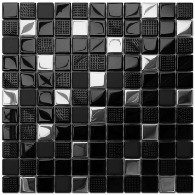 Glass mosaic on mesh for bathroom or kitchen 30 cm x 30 cm - Volcano silver