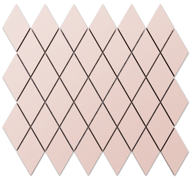 Mosaico in gres su rete per bagno o cucina 29.2 cm x 25 cm – Pink clay romb