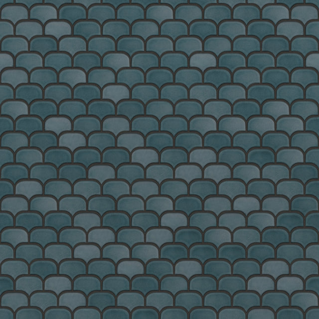 Mosaico in ceramica su rete per bagno o cucina 30.0 cm x 26.5 cm - Blue plum