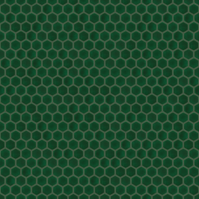 Mosaico in ceramica esagonale su rete per bagno o cucina 27.0 x 31.2 cm - Deep Green