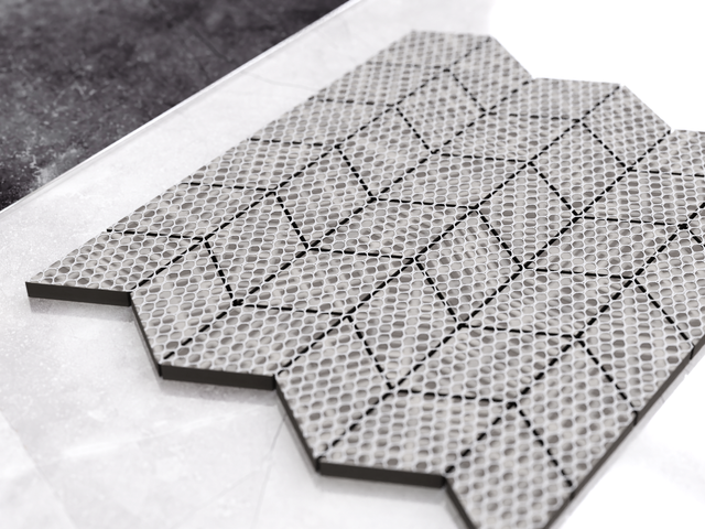 Mosaic in gres on mesh for bathroom or kitchen 26.5 cm x 30.5 cm - Black matt rhombus