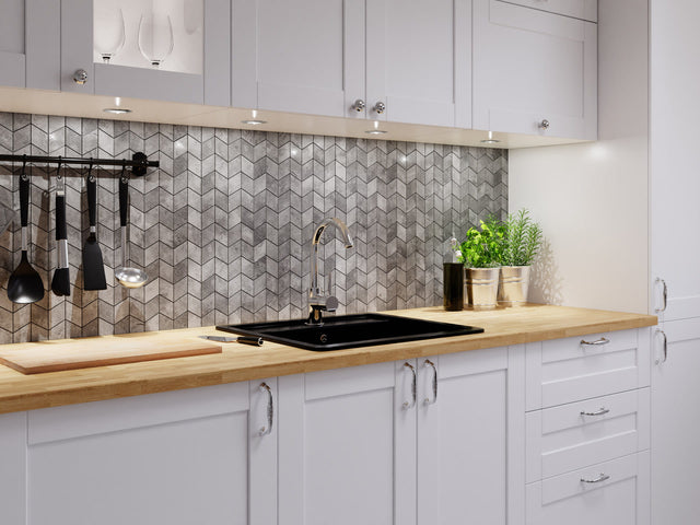 Mosaico in gres su rete per bagno o cucina 26.5 x 30.5 cm - Grey slate