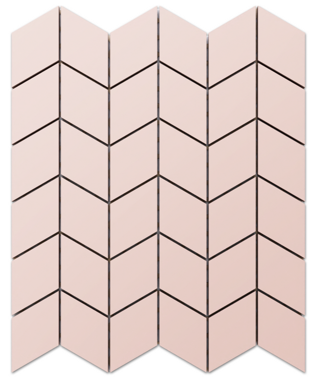 Mosaico in gres su rete per bagno o cucina 26.5 x 30.5 cm - Pink Diamond chevron Romb
