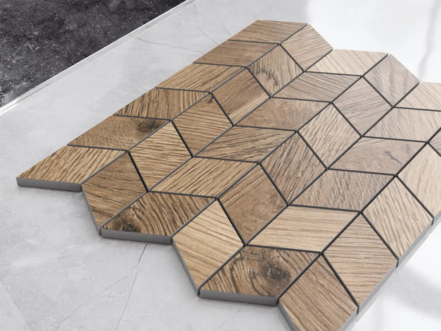 Mosaik aus Gres auf Netz für Bad oder Küche 26,5 cm x 30,5 cm - Weißer Schiefer