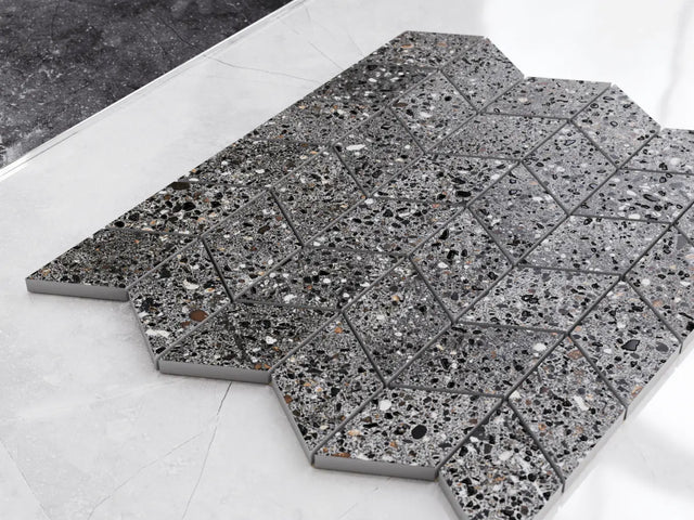 Mosaico de gres en red para baño o cocina 26.5 cm x 30.5 cm - Pizarra blanca