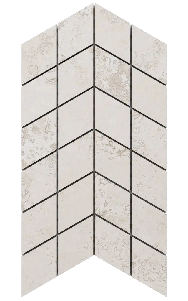 Mosaico in gres su rete per bagno o cucina 17.2 cm x 29.8 cm - Raw Surface mini chevron