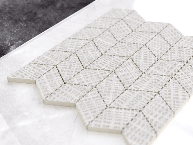 Mosaico in gres su rete per bagno o cucina 26.5 cm x 30.5 cm - Beige slate