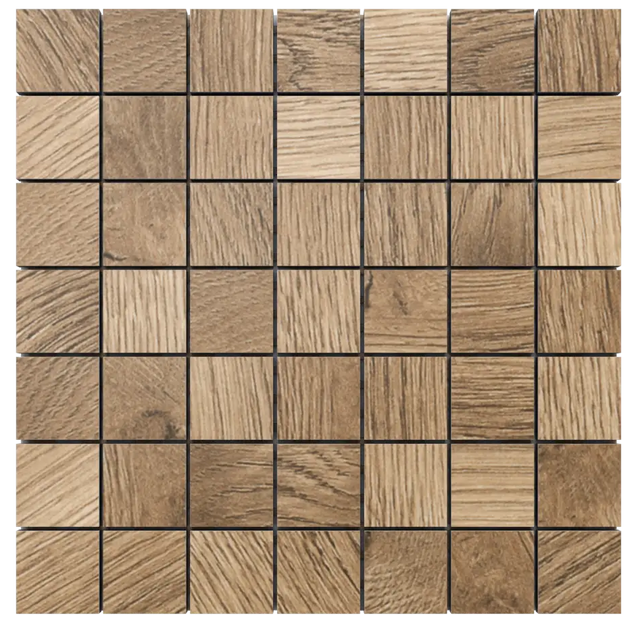 Mosaico in gres su rete per bagno o cucina 29.2 cm x 29.2 cm - Walnut square