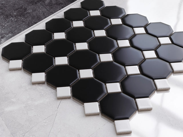 Ceramic mosaic on mesh for bathroom or kitchen 29.3 cm x 29.3 cm - Tetris castle