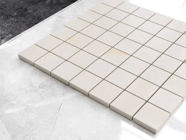 Mosaik aus Gres auf Netz für Bad oder Küche 30 cm x 30 cm - Großer grauer Würfel