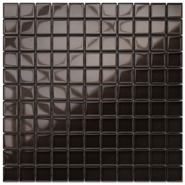 Mosaico in vetro su rete per bagno o cucina 30 x 30 cm - Dark chocolate