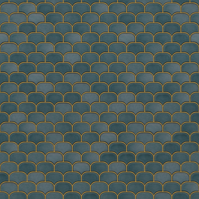 Mosaico in ceramica su rete per bagno o cucina 30.0 cm x 26.5 cm - Blue plum