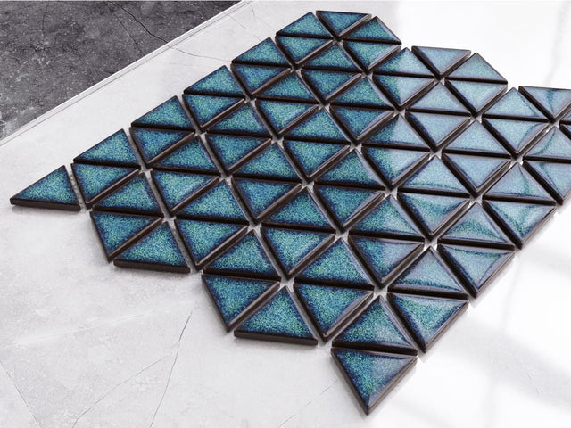 Mosaico in ceramica su rete per bagno o cucina 26,3 cm x 30,3 cm - Adriatic triangular blanket