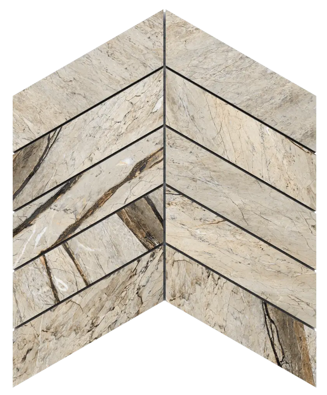 Mosaico in gres su rete per bagno o cucina 24.6 cm x 25.2 cm - Ink Vein